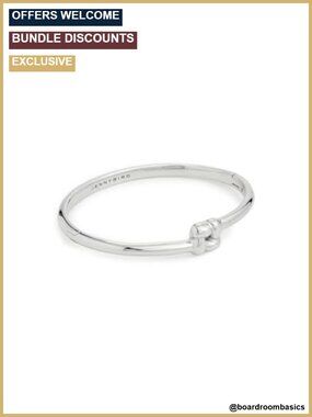 Slim Woven Square Bangle Platinum Modern Bracelet